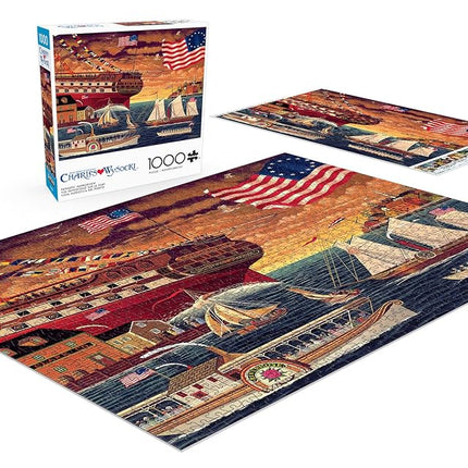 Buffalo Games - Charles Wyscki - Patriotic Harborview - 1000 Piece Jigsaw Puzzle for Adults - Challenging Puzzle Perfect for Game Nights - Finished Size is 26.75 x 19.75
