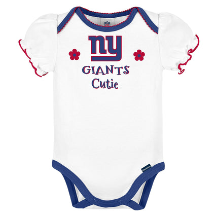 Gerber Baby Girl's NFL 3 Pack Short Sleeve Onesie Bodysuit, Team Color, 6-12 Months