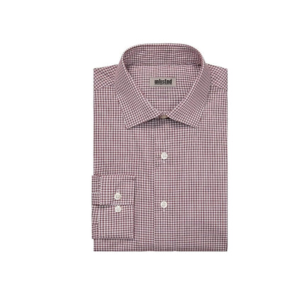 UNLISTED Kenneth Cole by Men's Slim Fit Check Spread Collar Dress Shirt, Burgundy, 16"-16.5" Neck 34"-35" Sleeve