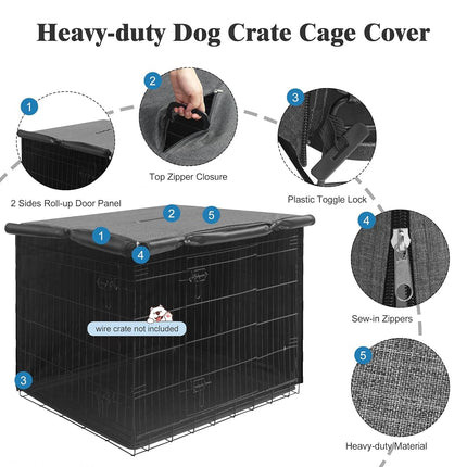 Deblue Indoor Grey Dog Crate Cover, Privacy Polyester Pet Kennel Covers