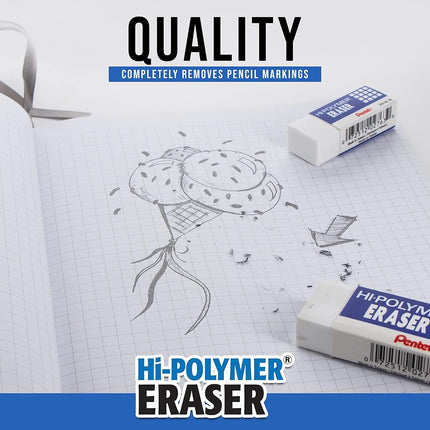 Pentel Hi-Polymer Block Eraser, Small, Box of 48 (ZEH-05)