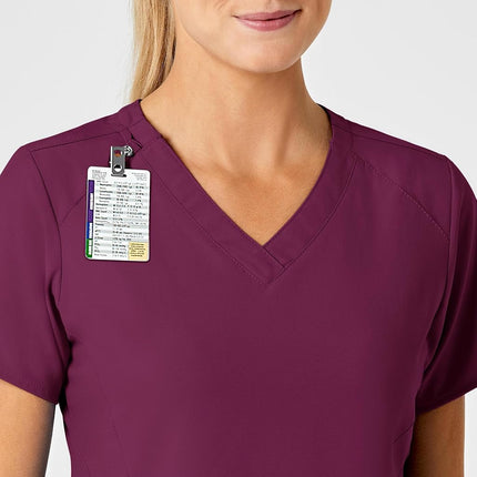 WonderWink W123 6155 Women's Stylized V-Neck Top, Wine, 2X
