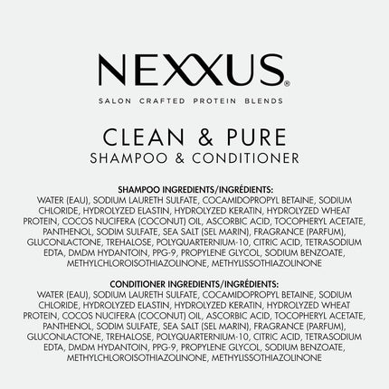 Nexxus Clean and Pure Clarifying Shampoo and Conditioner for Nourished Hair With ProteinFusion, Paraben Free 33.8 oz, 2 Pack