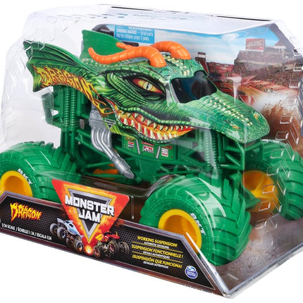 Monster Jam, Official Dragon Monster Truck, Collector Die-Cast Vehicle, 1:24 Scale, Kids Toys for Children Ages 3 and up