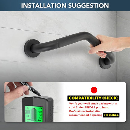 Grab Bars for Shower, 2 Pack, 16 Inch Angled Anti-Slip, Black