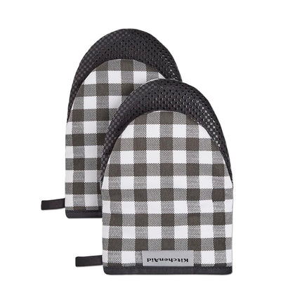 KitchenAid Gingham Mini Oven Mitt 2-Pack Set, Onyx
