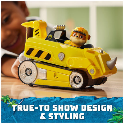 PAW Patrol Jungle Pups, Vehículo Rinoceronte de Rubble, Camión de Juguete con Figura de Acción Coleccionable, Juguetes para Niños y Niñas de 3 Años en Adelante