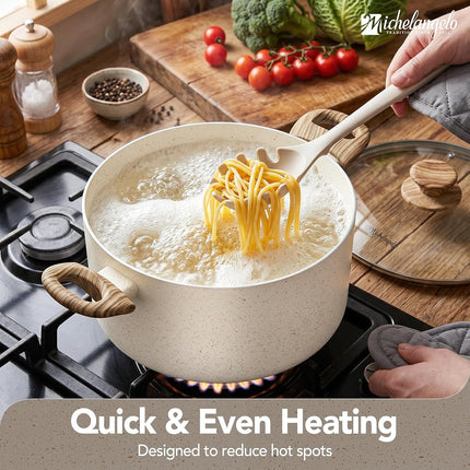Michelangelo Nonstick Cooking Pot - 5.7 Litre Soup Pot with Lid for Family Meals, Non-Toxic Stockpot with Stay-Cool Handles, Induction Ready, Easy Cleanup, PFOA & PFOS Free