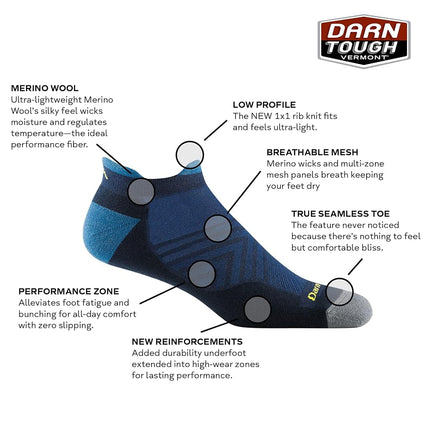 Darn Tough Men's Run No Show Tab Ultra-Lightweight with Cushion - Merino Wool Socks for Running, Black, Medium