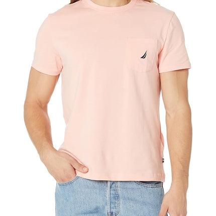Nautica Men's Solid Crew Neck Short-Sleeve Pocket T-Shirt, Coral Sands, XL