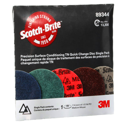 Scotch-Brite Precision Surface Conditioning TN Quick Change Disc, PN-DN, Medium, 4-1/2 in, Trial Pack