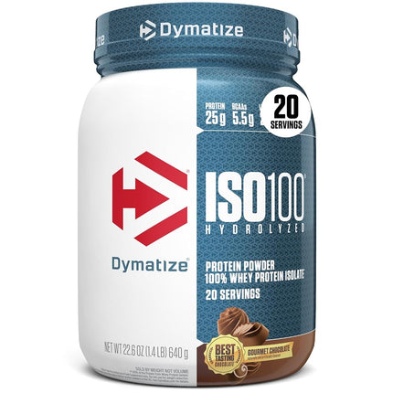 Dymatize ISO100 Hydrolyzed Protein Powder, 100% Whey Isolate Protein, 25g of Protein, 5.5g BCAAs, Gluten Free, Fast Absorbing, Easy Digesting, Gourmet Chocolate, 20 Servings