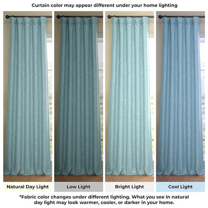 HPD Half Price Drapes Faux Linen Room Darkening Curtains - 96 Inches Long Luxury Linen Curtains for Bedroom & Living Room (1 Panel), 50W X 96L, Sea Thistle