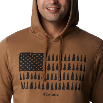 Columbia Men's Trek Graphic Hoodie, Delta/Treeline Flag Graphic, Medium