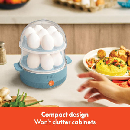 Cuiseur à œufs électrique bella, capacité de 14 œufs, double étage, pour œufs pochés, brouillés, durs, mi-durs et à la coque, omelettes et raviolis à la vapeur, arrêt automatique, 360 watts, couleur avoine
