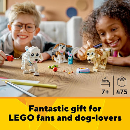 LEGO Creator 3 in 1 Adorable Dogs Set with Dachshund, Pug, Poodle Figures and More Breeds, Animal Building Toy for Kids aged 7 and Up, Gift for Dog Lovers 31137