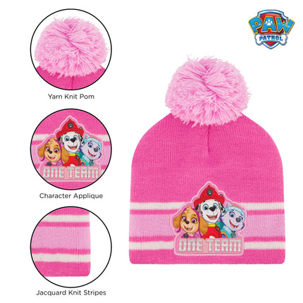 Nickelodeon girls Toddler Winter Hat, Scarf & Mittens Set 2-4 Or Paw Patrol Marshall Hat, Scarves & Kids Gloves Sets 4-7, Pink - Gloves Set, Ages 4-7