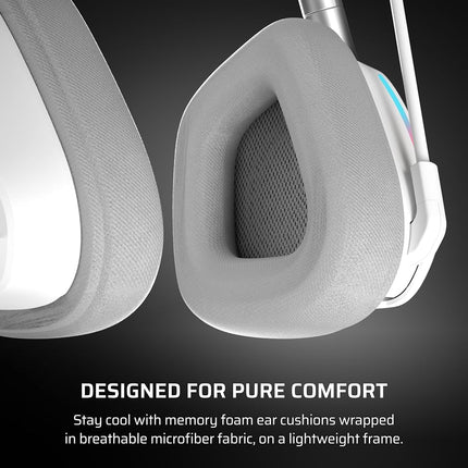 Corsair VOID v2 Wireless Gaming Headset with Bluetooth for PC, PS5, PS4, Switch, Mobile – Dolby Atmos, 70 Hr Battery, Dual Wireless, Lightweight, Fast Charging – White