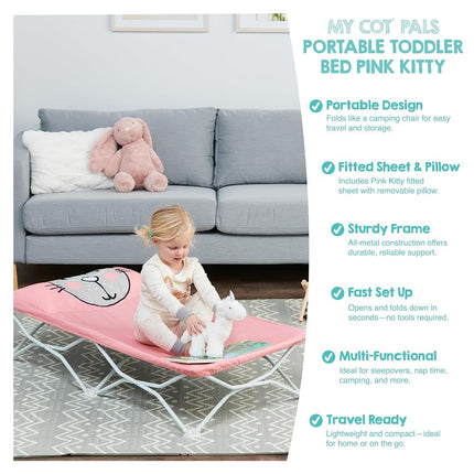 Regalo My Cot Pals Small Single Portable Toddler Bed, Cat, Pink