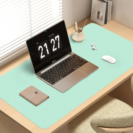 Dual Sided Desk Pad, Large Desk Mat, Waterproof Desk Blotter Protector Mouse Pad, PU Leather Desk Pad Large for Keyboard and Mouse -120cmx 60cm, Lake Green+Blue
