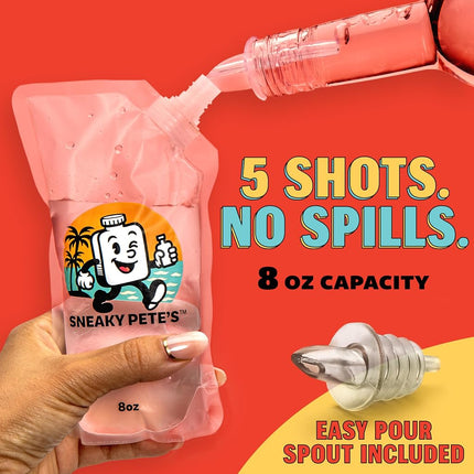 GoPong Sneaky Pete's Liquor Pouches - 12 Pack Hidden Plastic Flasks - 8 oz Alcohol Pouch Containers
