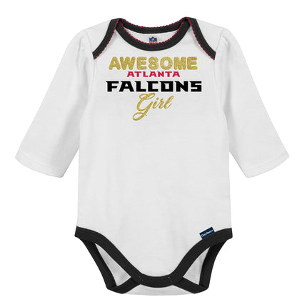 NFL Baby Girls' 3Pc Bodysuit, Footed Pant, & Cap Set, Carolina Panthers, 0-3 Months