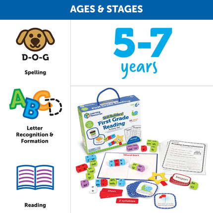 ¡Learning Resources Skill Builders! Lectura para 1.er grado, Educación en casa, Plan de estudios para primer grado, Juegos de aprendizaje, Primer grado, Materiales de aprendizaje, 88 piezas, Edad 6+