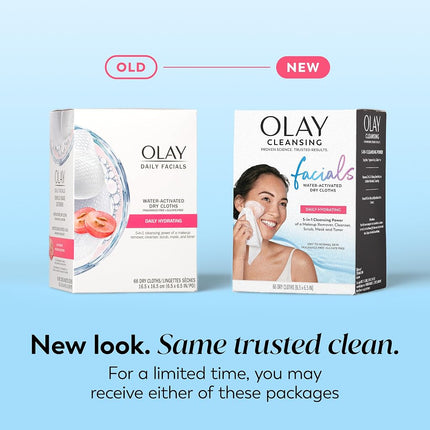 Olay Daily Facials Hydrating Cleansing Cloths, Moisturizing Makeup Remover, 66 Count