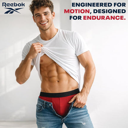 Reebok Men's Underwear - Performance Boxer Briefs with Fly Pouch (4 Pack) (Small, Black/Fig/Grey)