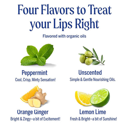 Dr. Bronner's Organic Lip Balm 4 Pack Naked Peppermint Lemon Lime Orange Ginger