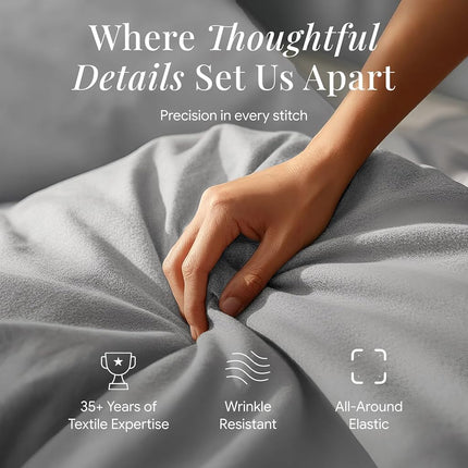 Tribeca Living FLSOEDSS Drap de lit profond en flanelle de luxe, grand lit, platine