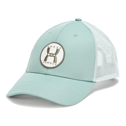 Under Armour Mens Blitzing Trucker Hat, (348) Silica Green / / Stone, One Size