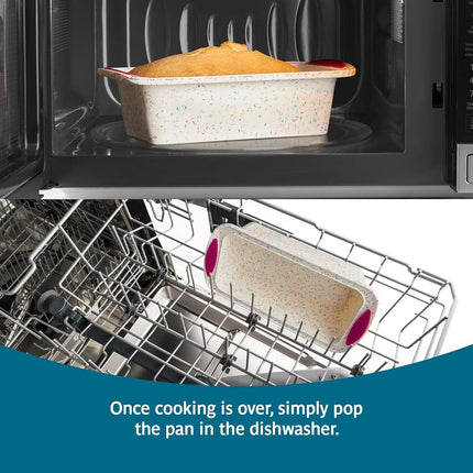 Trudeau Structure Loaf Pan Silicone Bakeware, Medium, White Confetti