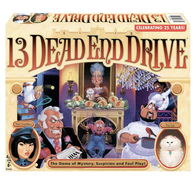 Winning Moves 13 Dead End Drive Games USA, The Deduction Game of Suspicion, Mystery & Foul Play, for 2 to 4 Players, Ages 8 and up