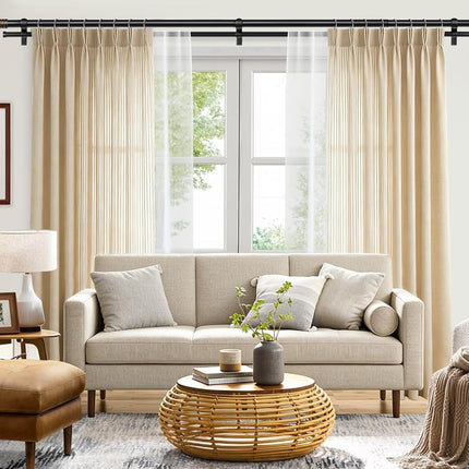 TONIAL1 Inch Double Curtain Rods for Windows 48 to 84 Inches, Heavy Duty Decorative Drapery Rod 32 to 86 Inches with Classic Cap Finial, Black