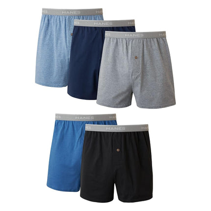 Hanes Men's Boxers, Cotton Knit Comfortable Boxer Underwear, Moisture-wicking Cotton Boxers, 5-pack, Assorted - 5 Pack, S