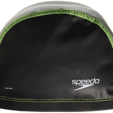 Speedo unisex-adult Swim Cap Stretch Fit,Black/Silver,Large/X-Large