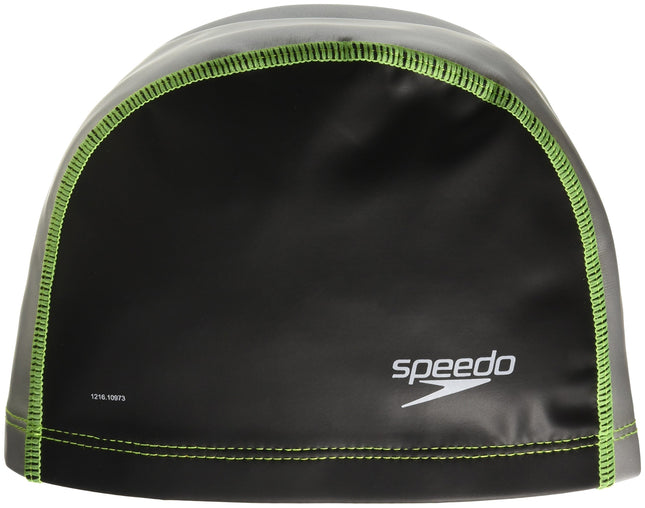 Speedo unisex-adult Swim Cap Stretch Fit,Black/Sil