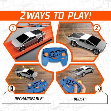 Hot Wheels RC Tesla Rechargeable Radio-Controlled Racing Cars for On- or Off-Track Play, Includes Car, Controller & Adapter for Kids 5 Years+ - GXG30