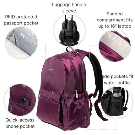 Baggallini Women's Essential Laptop Backpack, Mulberry, One Size