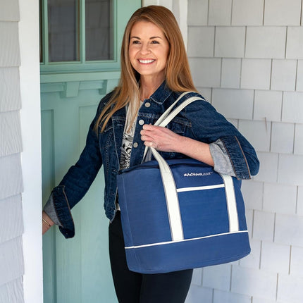Bolsa de supermercado Rachael Ray de lona aislada reutilizable suave, azul marino