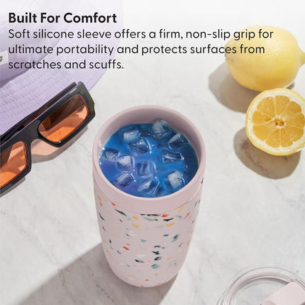 W&P Porter Insulated Tumbler 20 oz | No Metallic Aftertaste Ceramic Coated for Water, Coffee, & Tea | Wide Mouth Vacuum Insulated | Dishwasher Safe, Terrazzo Cream