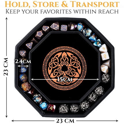 Premium Dice Tray for DND Valknut & Dragon Design – 23 CM