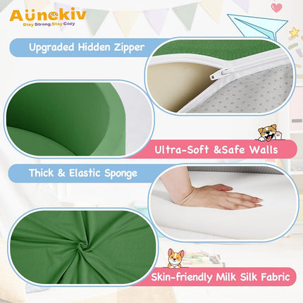 Aunekiv Baby Ball Pit, Round Soft Foam Ball Pit for Toddlers, Indoor Outdoor Small Kids Ball Pool, 90x30cm, Balls Not Included, Green