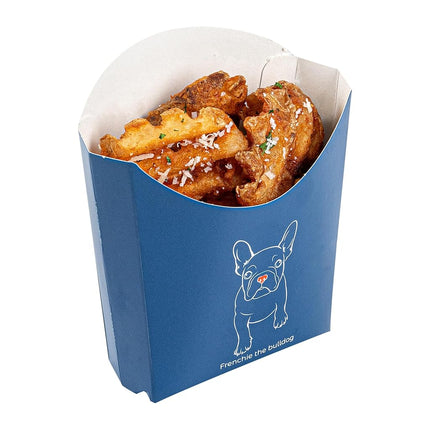 Bio Tek 4.5 x 3.2 x 3.9 Inch French Fry Cup, 100 Disposable Snack Cups - Stackable, Sustainable, Frenchie Paper 3 Ounce Fry Holder, for Fries, Onion Rings, Popcorn, or Cookies - Restaurantware