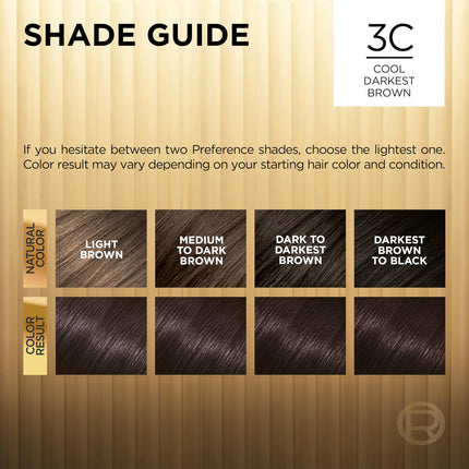 L’ Oreal Paris Superior Preference Fade-Defying + Shine Permanent Hair Color, 3C Cool Darkest Brown, Pack of 1, Hair Dye