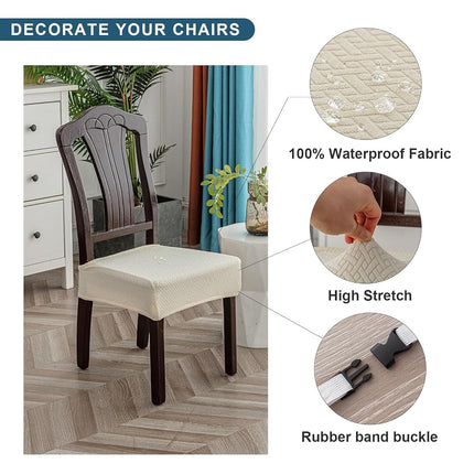 Seat Covers for Dining Room Chair Covers Dining Chair Covers (4 PCS-Rear-gapped, Beige)