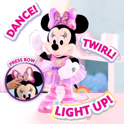 Just Play Minnie Disney Junior Mouse Sing and Dance Butterfly Ballerina Lights and Sounds Plush, Sings Just Like a Butterfly, Kids Toys for Ages 3 Up