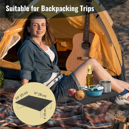 TREKOLOGY TALU Mini Camping Table – Compact, Portable, Folding Camp Table for Hiking, Backpacking, Beach, and Outdoor Use (Black)