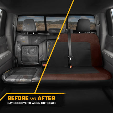Cat MeshFlex Brown & Black Rear Seat Cover for Car – Durable Canvas & Mesh Design 60/40 Split Bench Protector for Cars, Trucks & SUVs – Back Seat Cover for Rear Bench – Interior Car Accessory